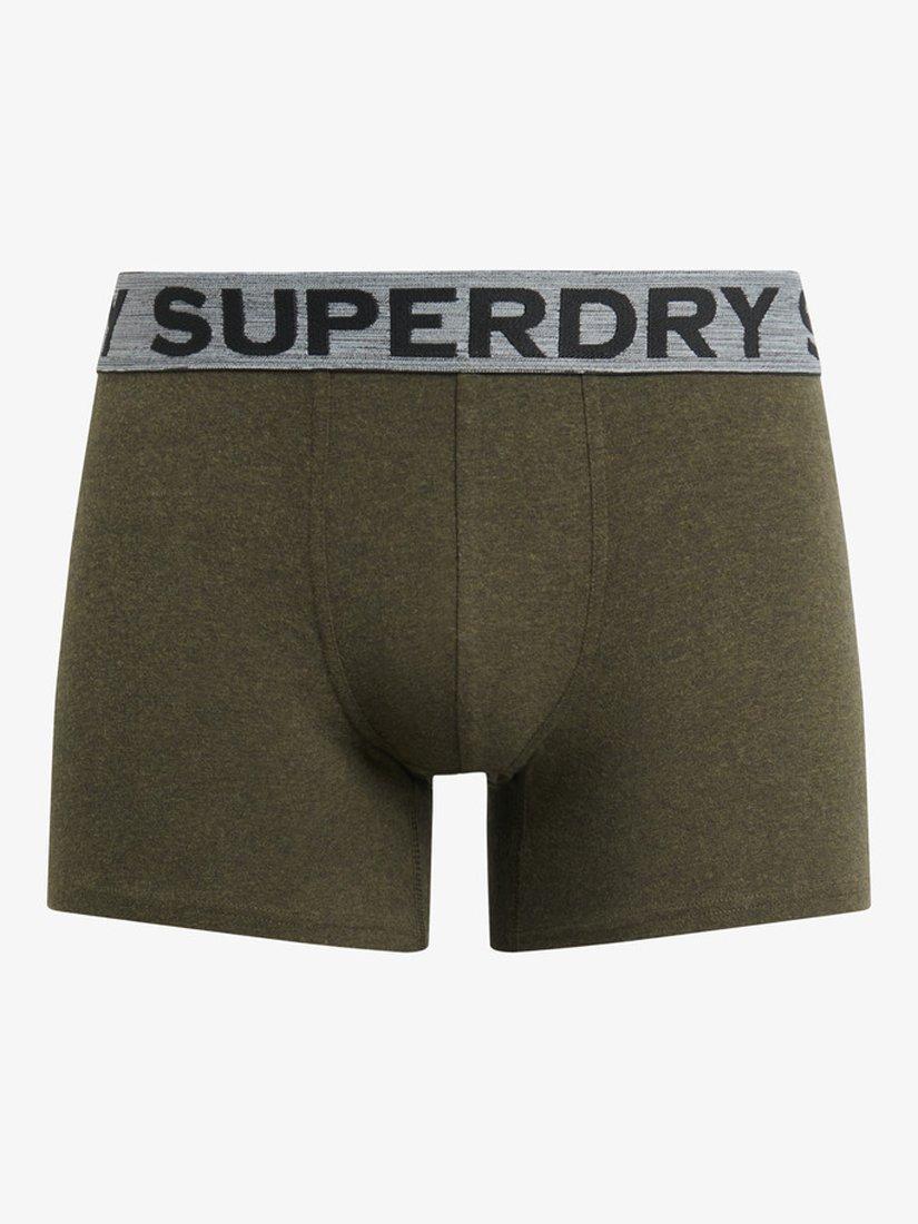 Product image 5 of 6, which shows Superdry Stretch Cotton Boxers, Pack of 3, Grey/Khaki/Black, S