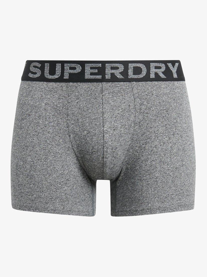 Product image 6 of 6, which shows Superdry Stretch Cotton Boxers, Pack of 3, Grey/Khaki/Black, S