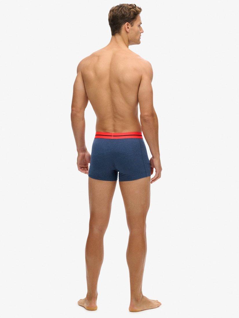 Product image 2 of 6, which shows Superdry Stretch Cotton Boxers, Pack of 3, Indigo/Orange/Navy, S