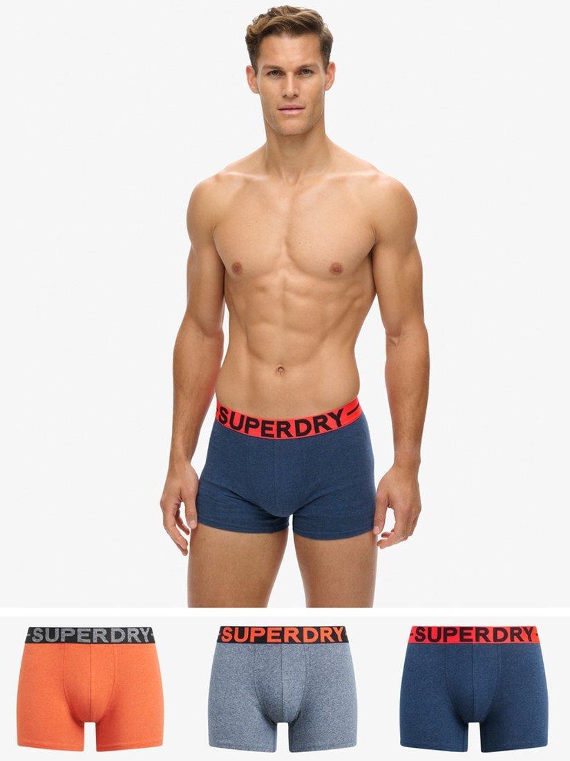Product image 4 of 6, which shows Superdry Stretch Cotton Boxers, Pack of 3, Indigo/Orange/Navy, S