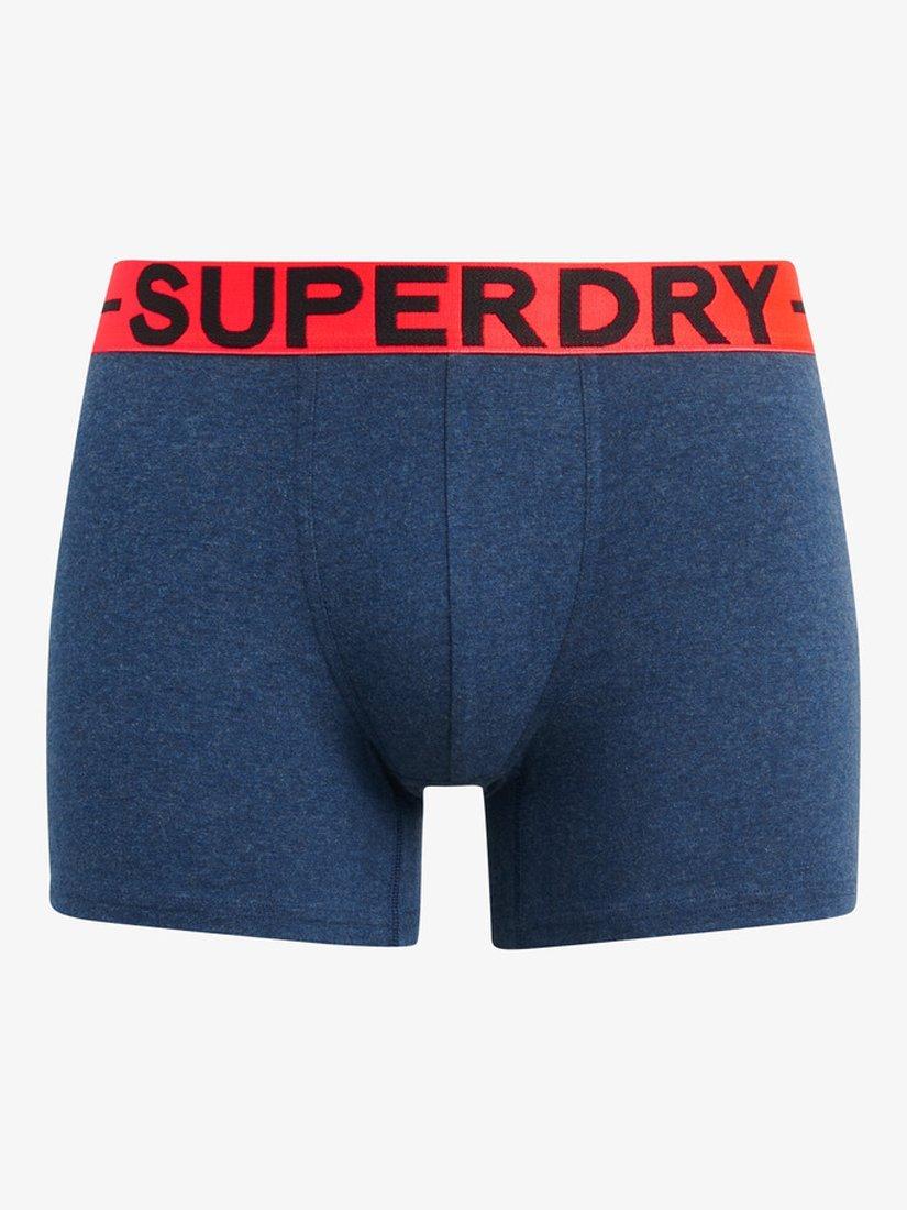 Product image 6 of 6, which shows Superdry Stretch Cotton Boxers, Pack of 3, Indigo/Orange/Navy, S