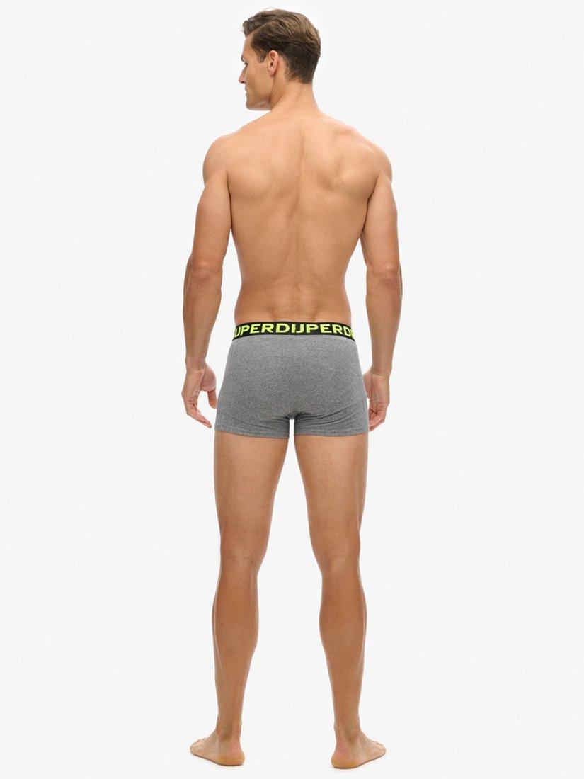 Product image 2 of 6, which shows Superdry Stretch Cotton Boxers, Pack of 3, Grey/Black, S