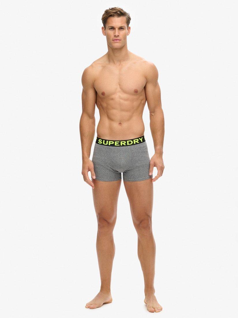 Product image 3 of 6, which shows Superdry Stretch Cotton Boxers, Pack of 3, Grey/Black, S