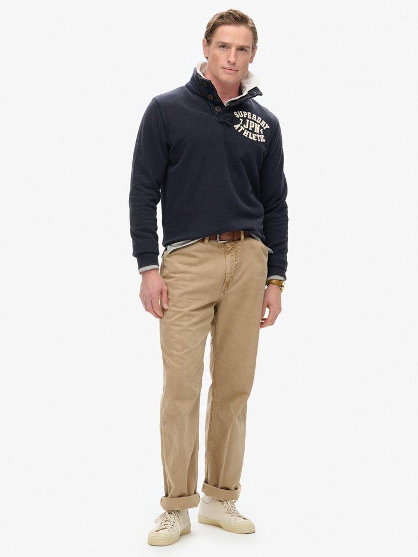 Product image 3 of 4, which shows Superdry Vintage Athletic Henley Sweatshirt, Eclipse Navy, S