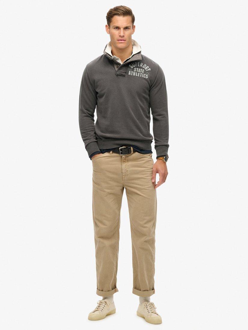 Product image 3 of 4, which shows Superdry Vintage Athletic Henley Sweatshirt, Washed Black, S