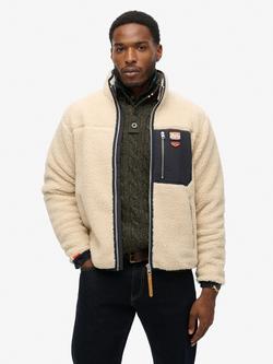 Superdry Vintage Retro Full Zip Fleece, Oatmeal Beige