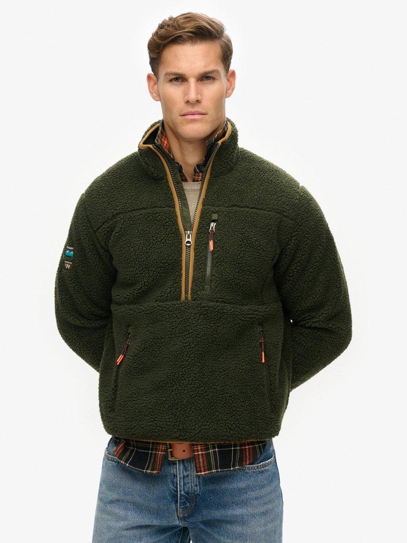 Olive green fleece pullover sale