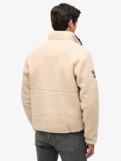 Superdry Outdoor Half Zip Fleece Jumper, Oatmeal Beige - view 2, Oatmeal Beige