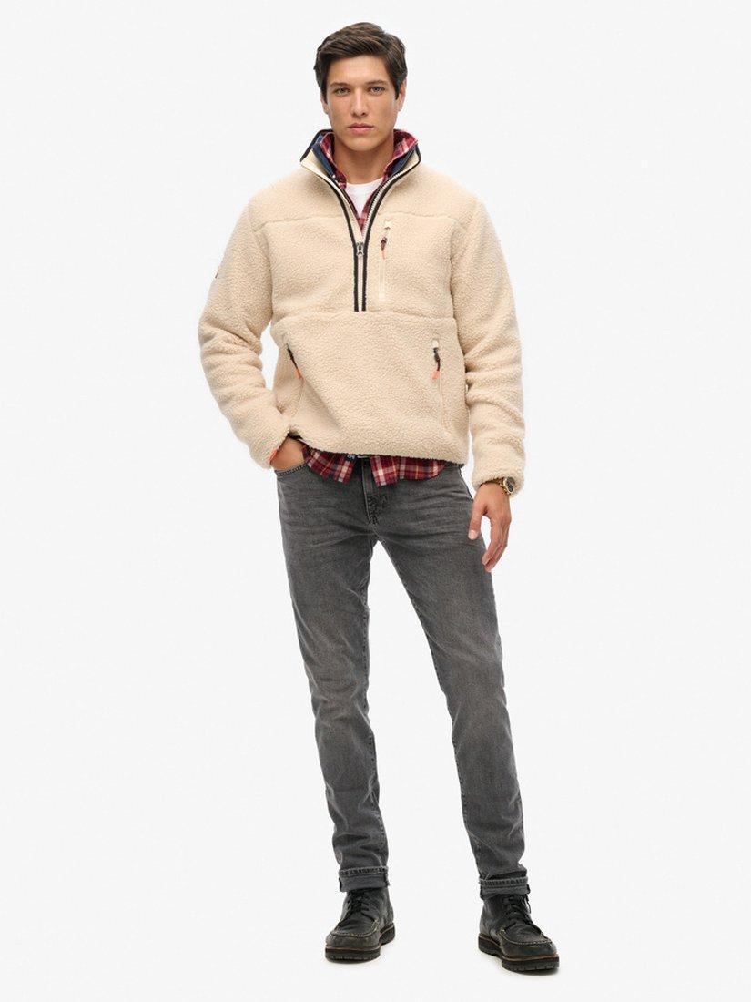 Product image 3 of 5, which shows Superdry Outdoor Half Zip Fleece Jumper, Oatmeal Beige, S