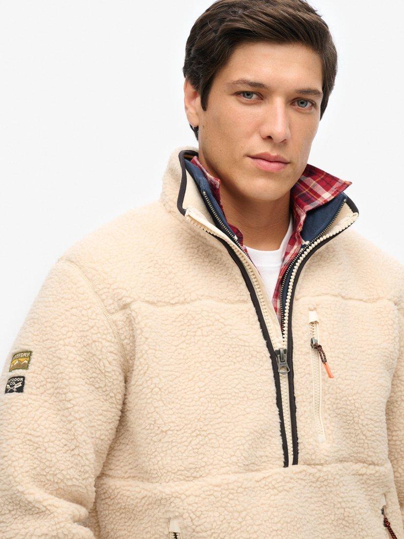 Product image 5 of 5, which shows Superdry Outdoor Half Zip Fleece Jumper, Oatmeal Beige, S