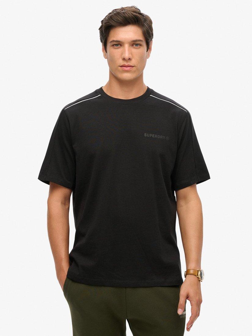 Product image 1 of 5, which shows Superdry Cotton Regular Fit Short Sleeve T-Shirt, Black/Reflective, S