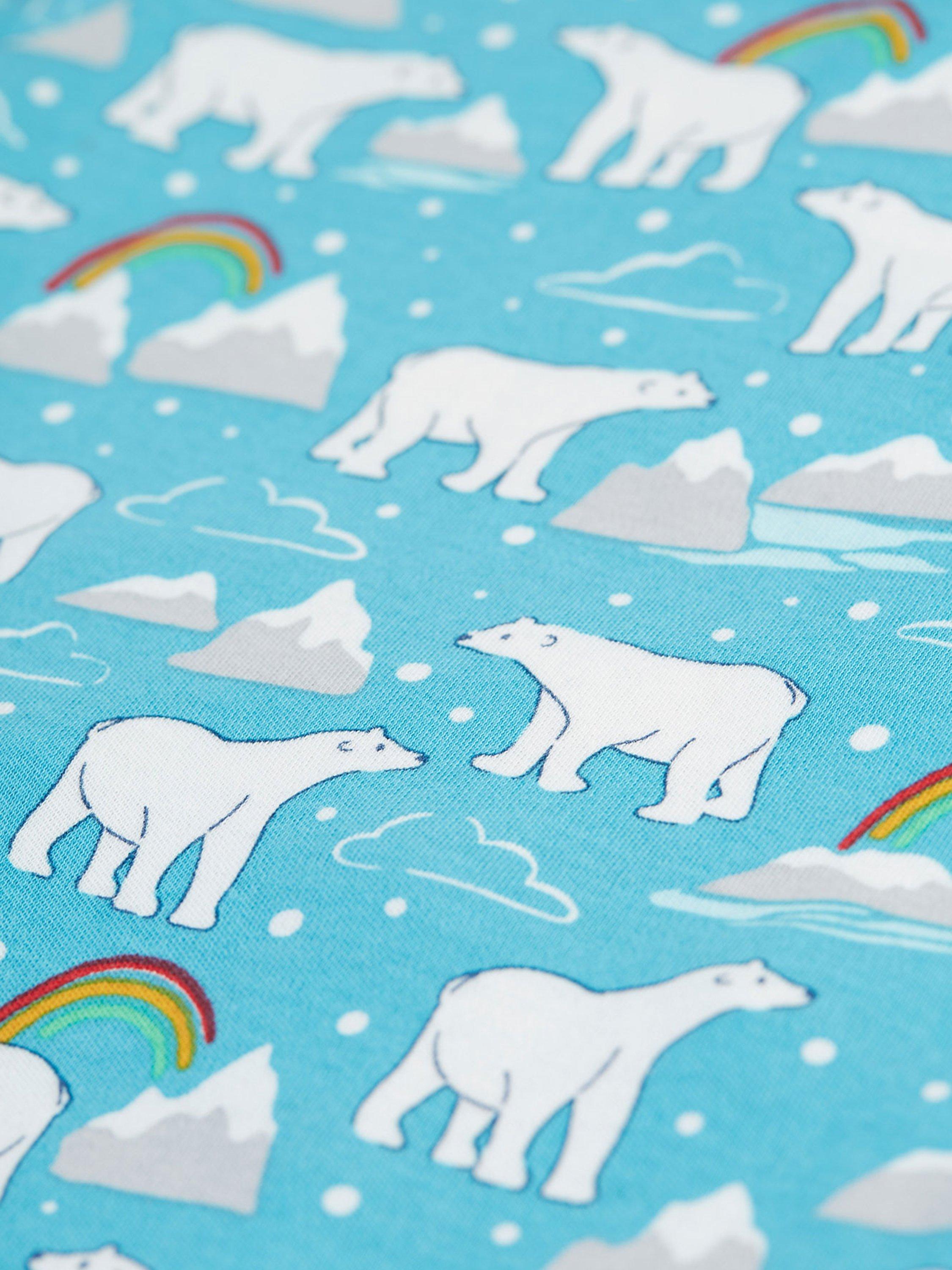 Product image 4 of 6, which shows Frugi Baby Easy Printed Sleepsuit, Blue/Multi, 0-3 months