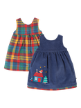 Frugi Kids' Inara Cord Dress, Navy/Multi