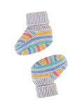 Frugi Baby Briar Knitted Booties, Grey/Multi