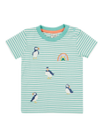 Frugi Baby Organic Cotton Little Embroidered T-Shirt, Moss/Multi