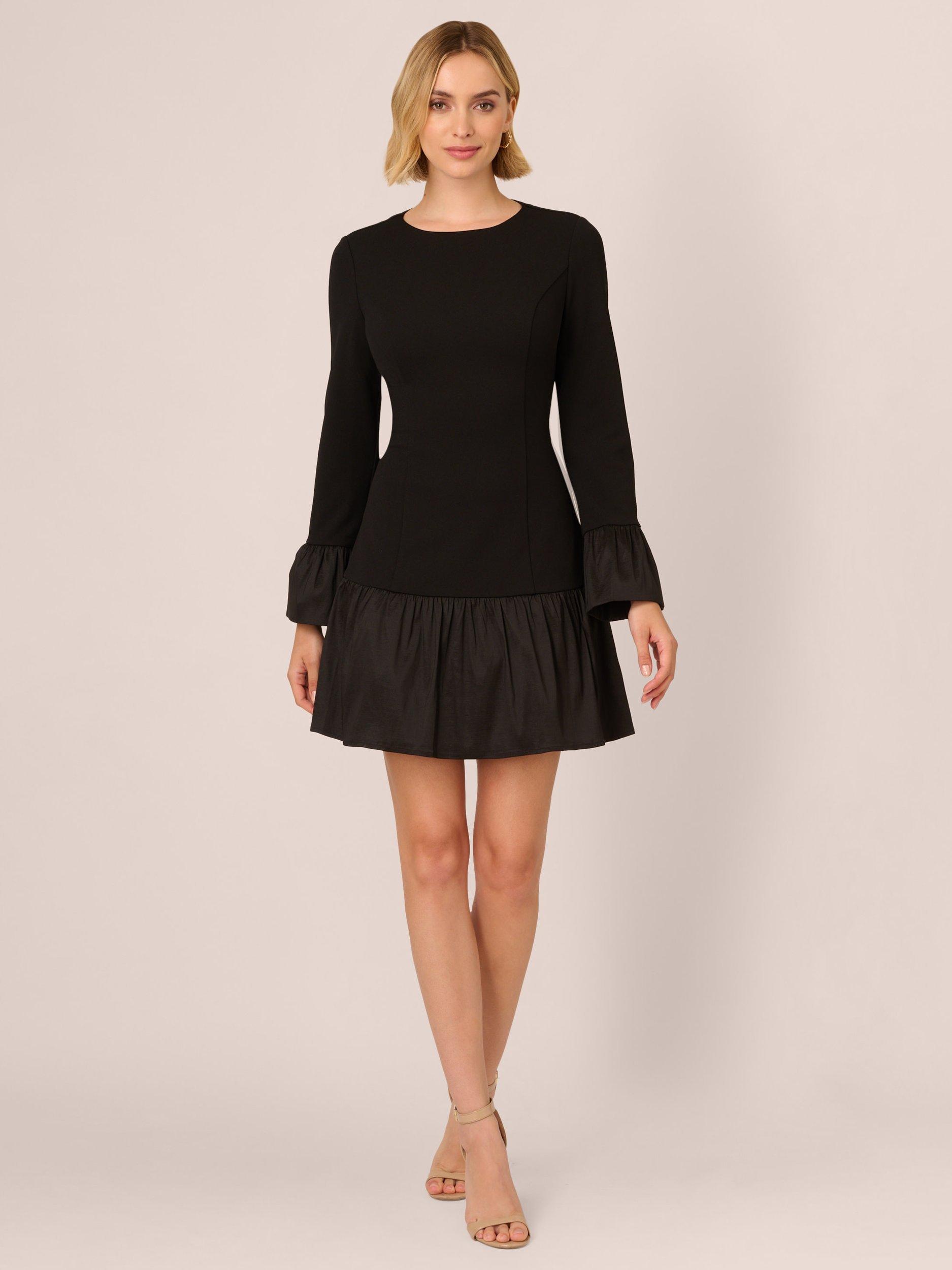 Product image 4 of 8, which shows Adrianna Papell Crepe Taffeta Dress, Black, 6