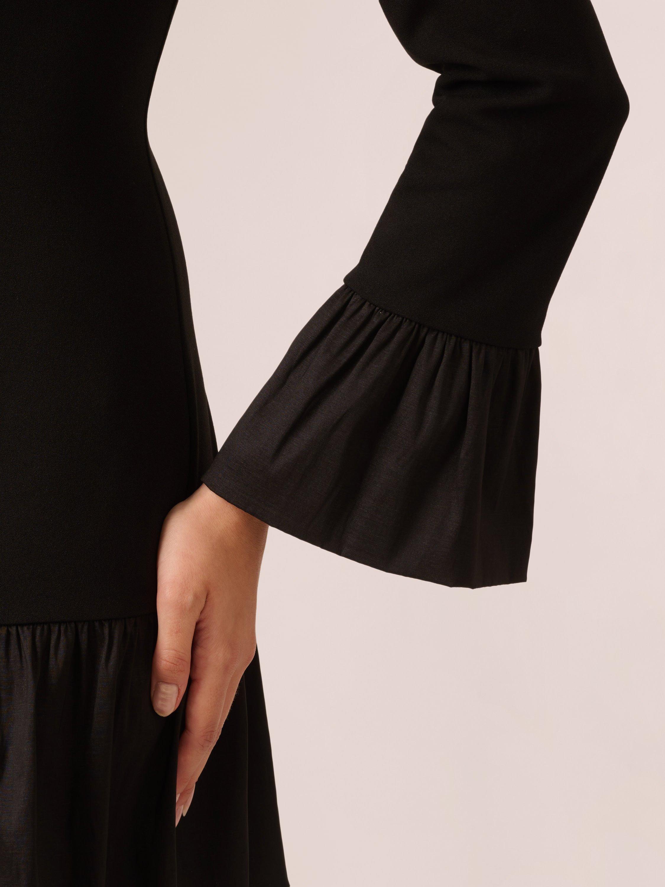 Product image 5 of 8, which shows Adrianna Papell Crepe Taffeta Dress, Black, 6