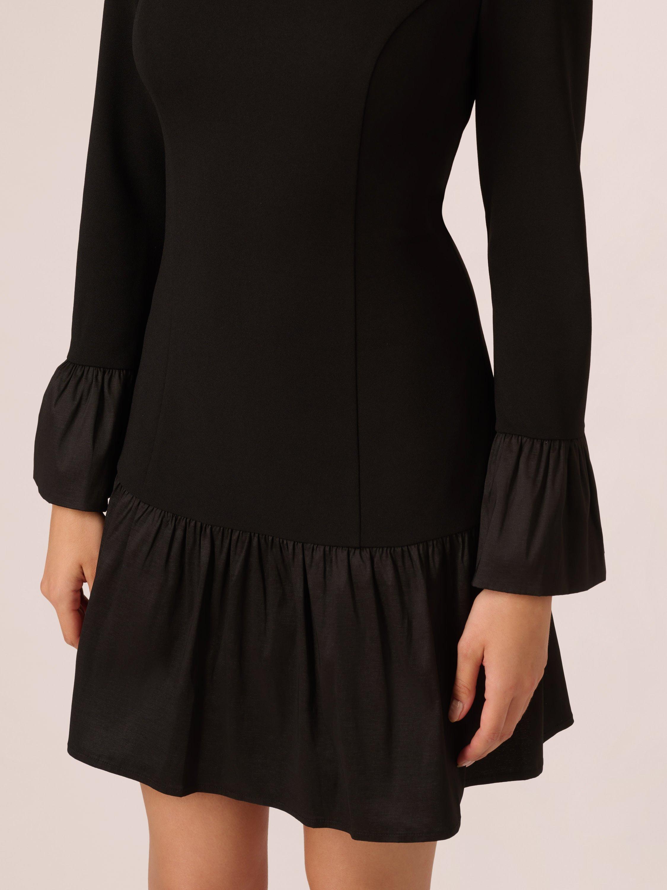 Product image 6 of 8, which shows Adrianna Papell Crepe Taffeta Dress, Black, 6