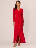 Adrianna Papell Jersey Drape Long Sleeve Dress, Super Red