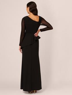 Adrianna Papell Knit Crepe Mesh Dress, Black - view 2, Black