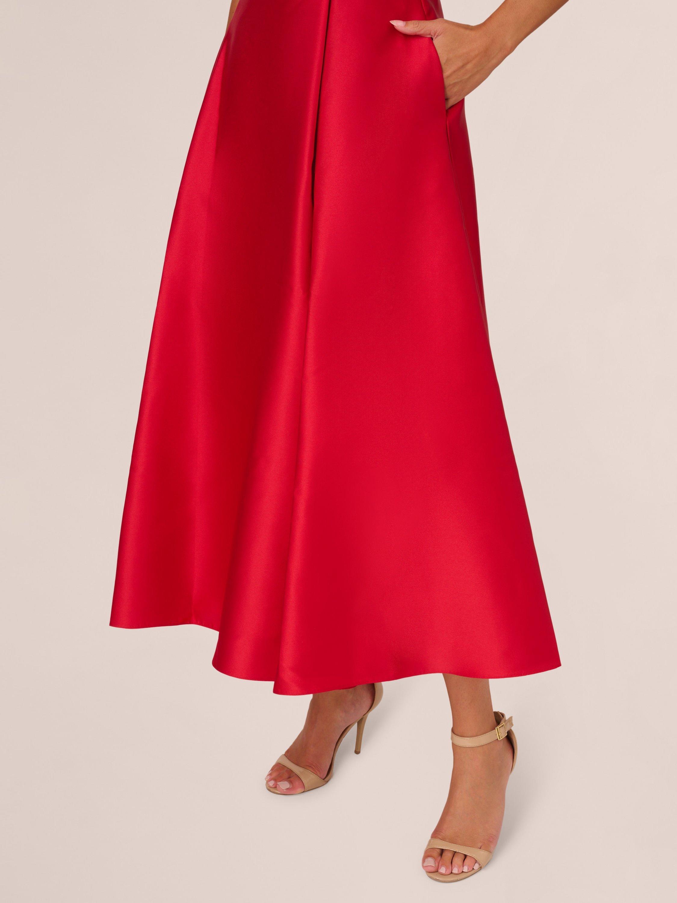 【海外限定】AdriannaPapell ドレス☆Red Mikado Petal Dress Adrianna Papell Sweetheart Neckline Mikado Dress, Red