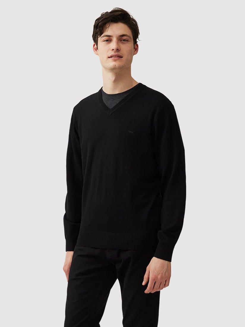 Product image 1 of 5, which shows Rodd & Gunn Phoenix Traceable New Zealand Merino V-neck Jumper, Noir, M