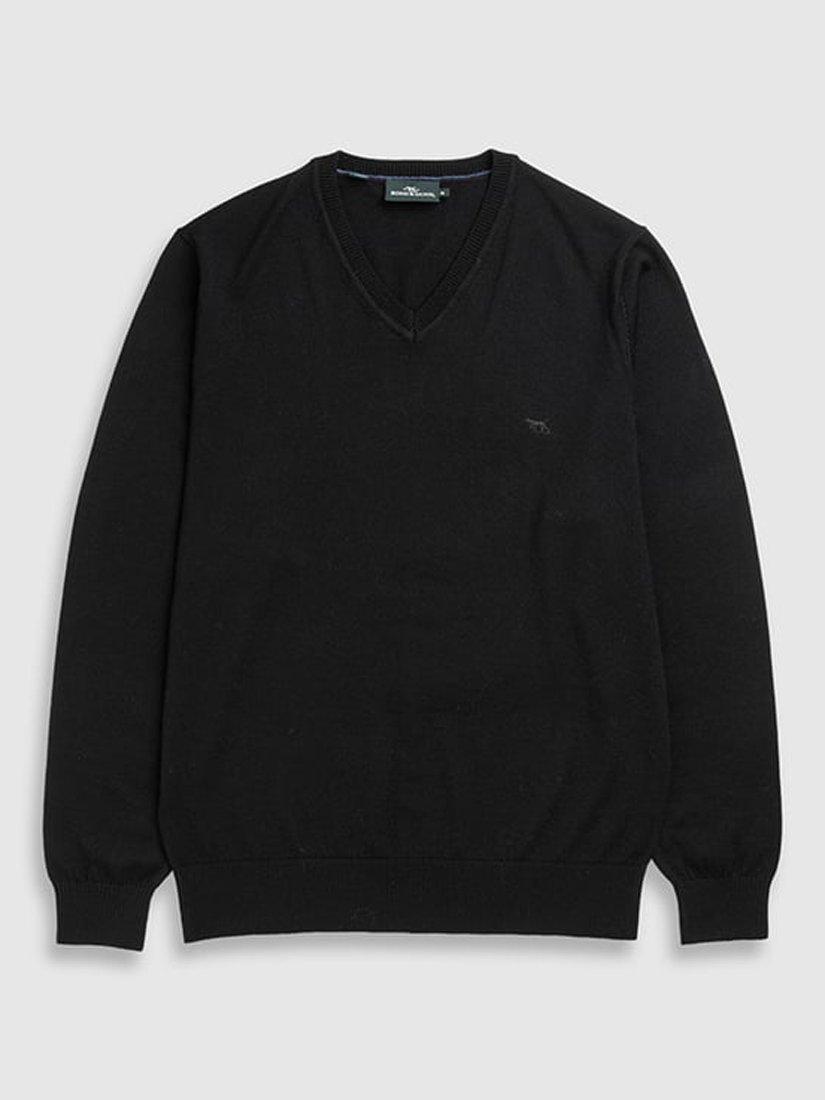 Product image 4 of 5, which shows Rodd & Gunn Phoenix Traceable New Zealand Merino V-neck Jumper, Noir, M