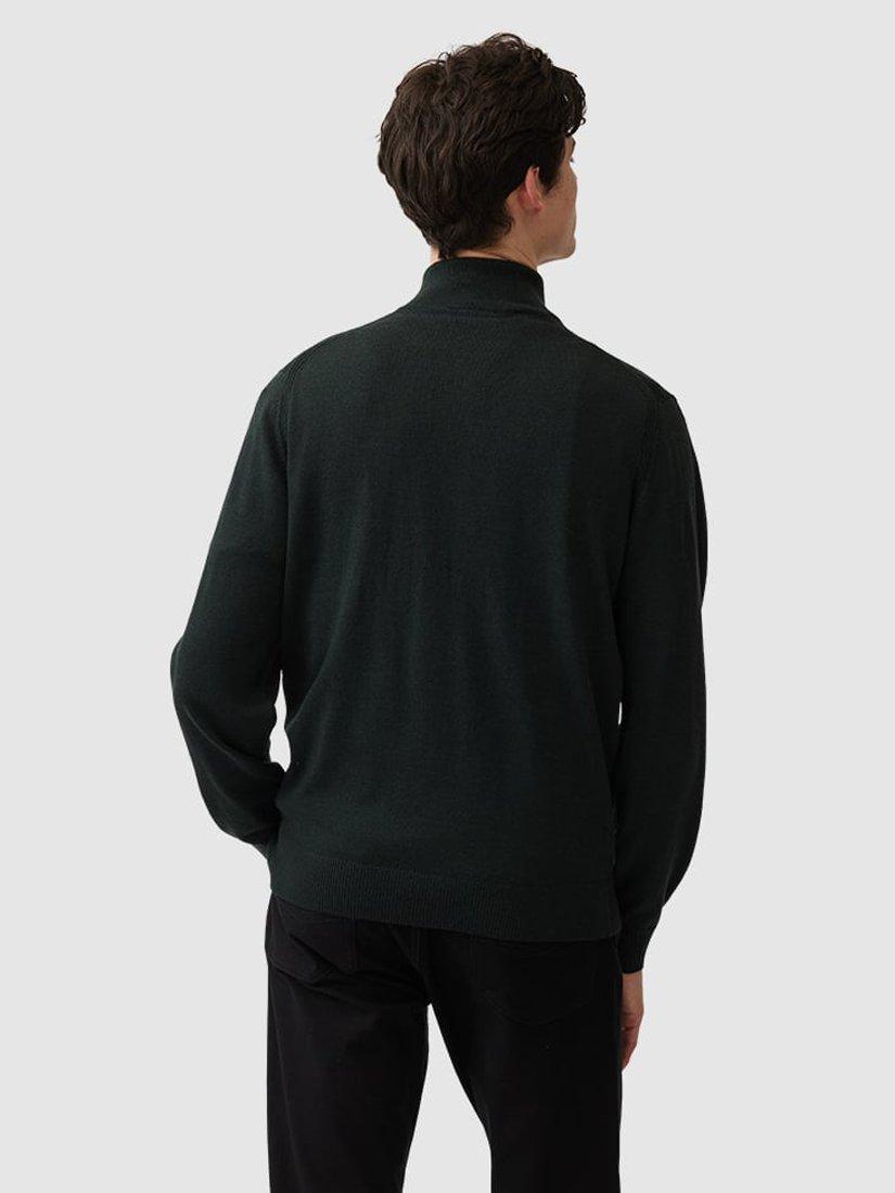 Product image 3 of 5, which shows Rodd & Gunn Calderwell Traceable New Zealand Merino Zip Neck Jumper, Forest, XS