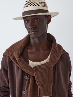 John Lewis Wide Straw Fedora, Natural, Natural