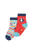 Frugi Kids' Grippy Socks, Pack of 2, Grey Marl