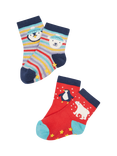 Frugi Kids' Grippy Socks, Pack of 2, Grey Marl