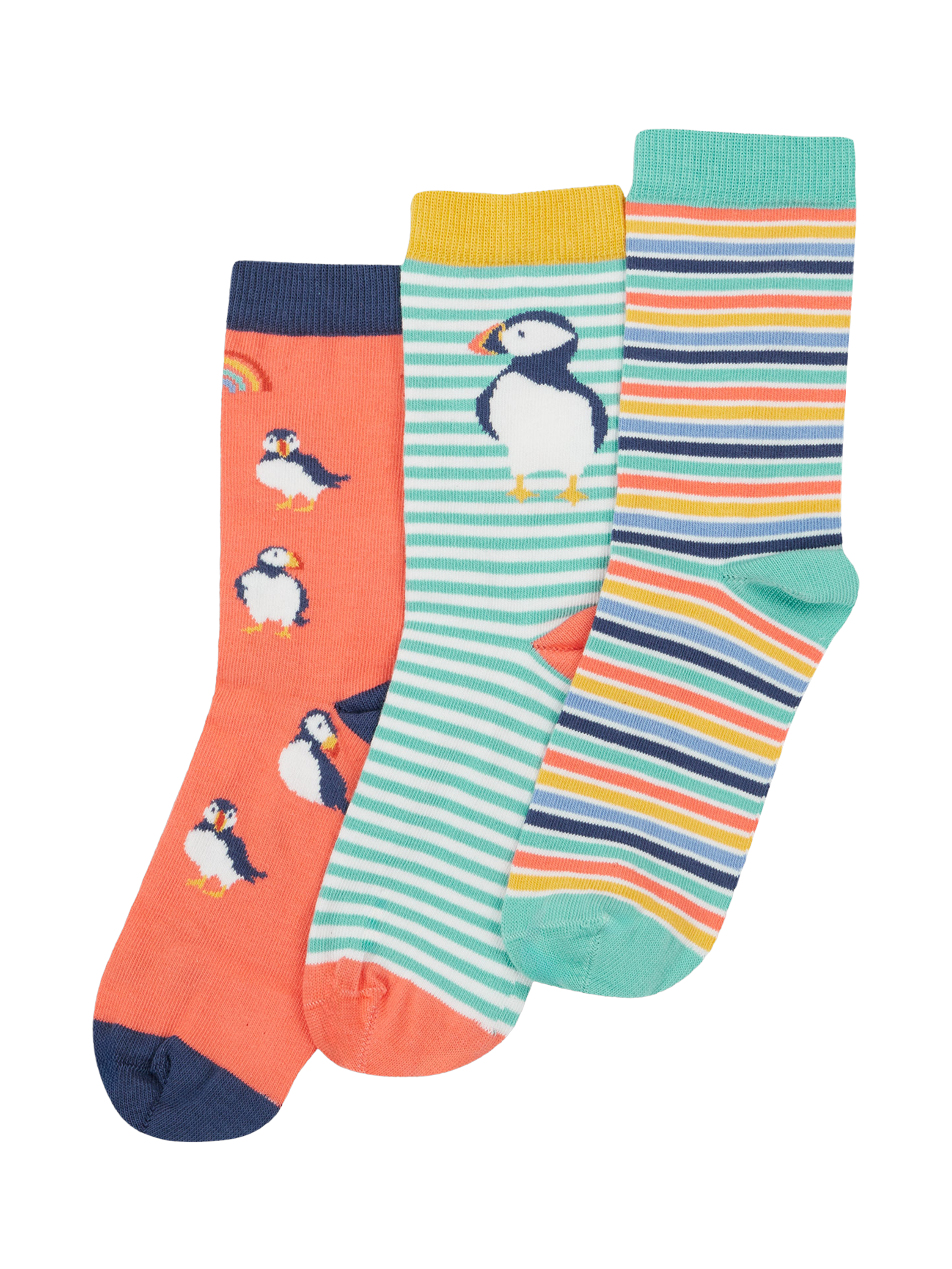 Frugi Kids' Rock My Puffin Socks, Pack of 3