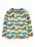 Frugi Kids' Cosy Ember Top, Blue/Multi, Blue/Multi