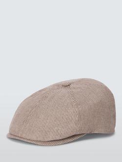 John Lewis Cotton Linen Blend Stripe Bakerboy Hat, Multi - view 2, Multi