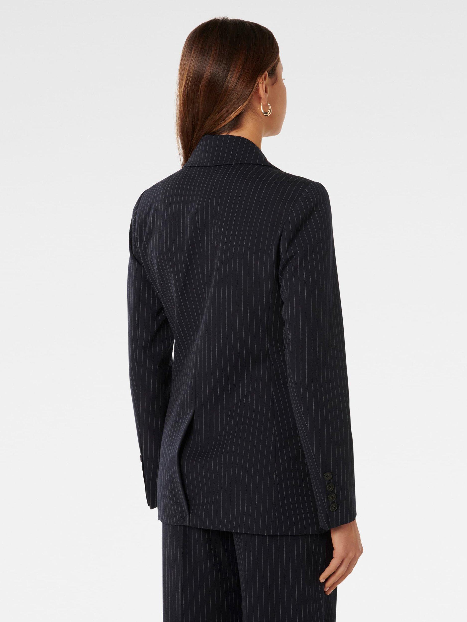 Product image 3 of 7, which shows Forever New Bella Double Breasted Blazer, Navy Pinstripe Suit, 4