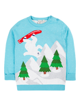 Frugi Kids' Elwood Knitted Polar Jumper, Blue/Multi