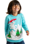 Frugi Kids' Elwood Knitted Polar Jumper, Blue/Multi