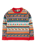 Frugi Baby Forest Fairisle Jumper, Red/Multi