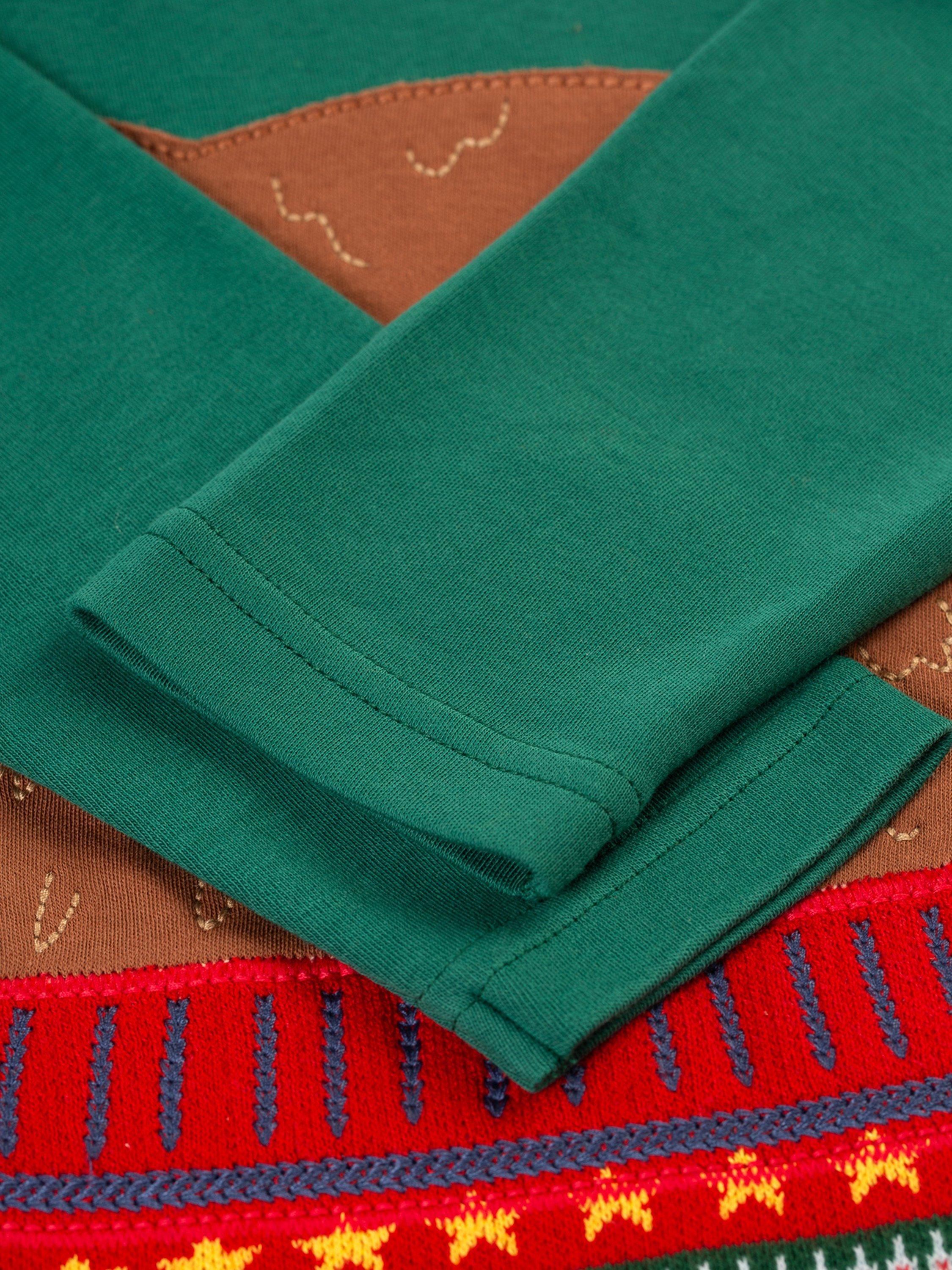 Product image 4 of 4, which shows Frugi Kids' Terrific Applique Top, Teal/Fairisle Bear, 18-24 months