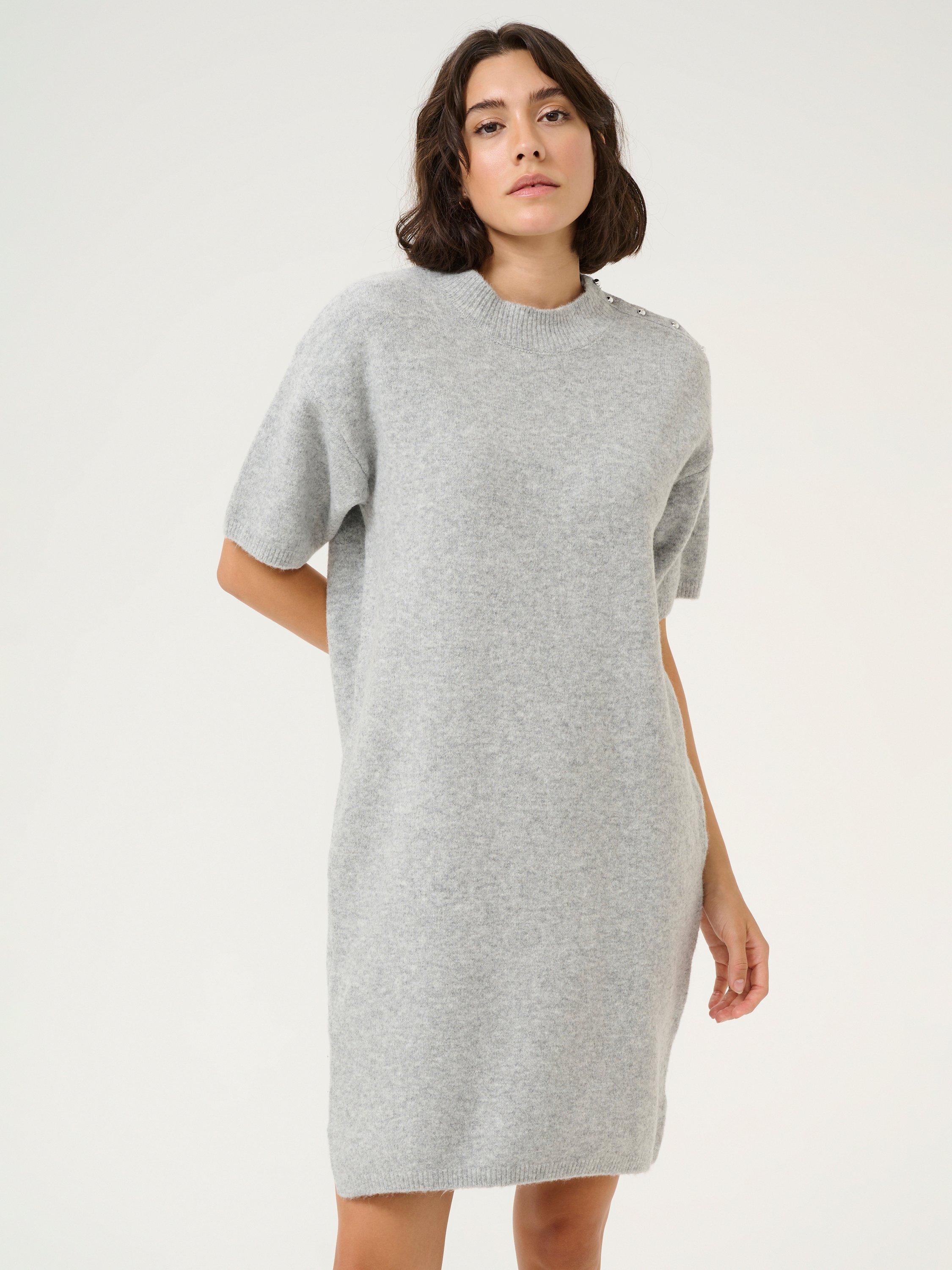 Product image 1 of 5, which shows KAFFE Sylvie Knit Dress, Grey, L
