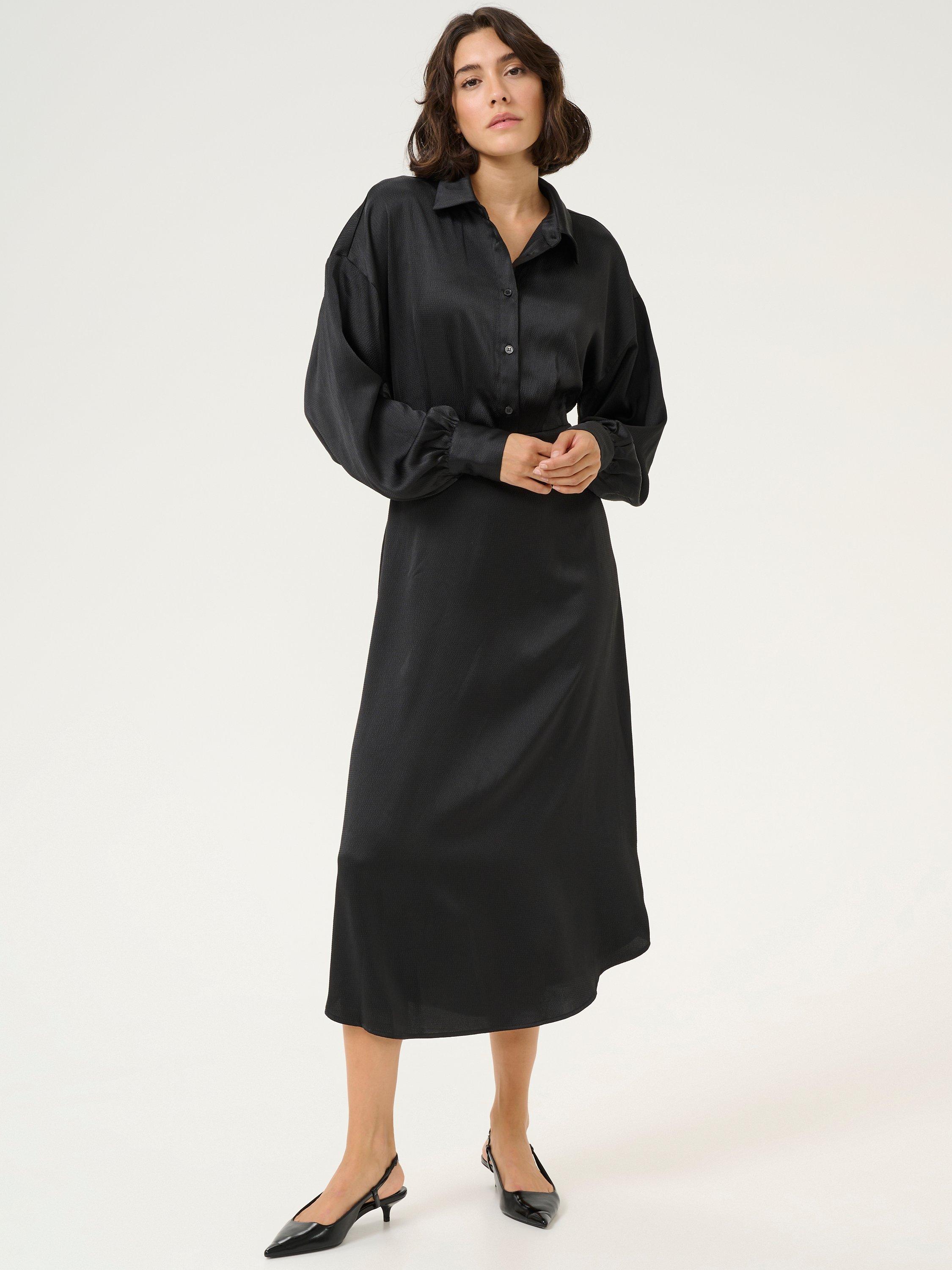 Product image 1 of 4, which shows KAFFE Donna Shirt Dress, Deep Black, 8