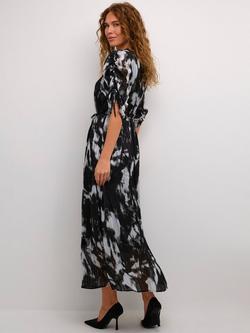 KAFFE Lifa Abstract Crinkle Pleat Maxi Dress, Black/Grey - view 2, Black/Grey