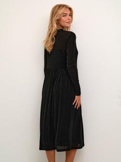 KAFFE Olga Mesh Glitter Midi Dress, Deep Black - view 2, Deep Black