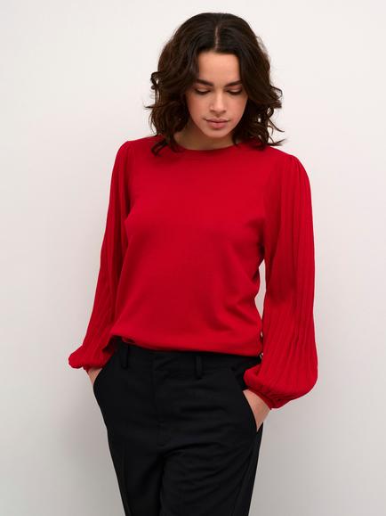 KAFFE Lone Knit Top, Haute Red