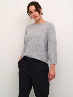 KAFFE Meridith Bead Neck Jumper, Grey Melange