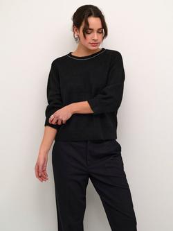 KAFFE Meridith Bead Neck Jumper, Black Deep