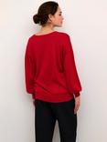 KAFFE Regina Sparkle Knit Top, Haute Red