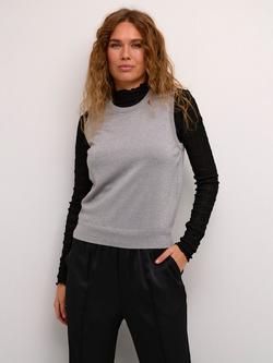 KAFFE Regina Metallic Slip Knit, Metallic Grey Silver