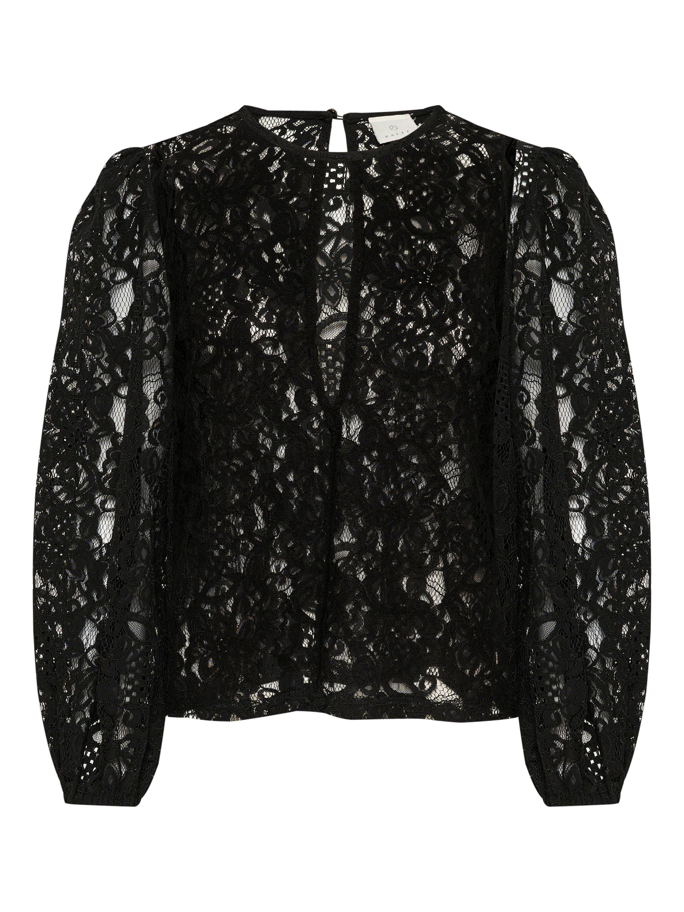 Product image 4 of 5, which shows KAFFE Lanice Lace Top, Black, XS