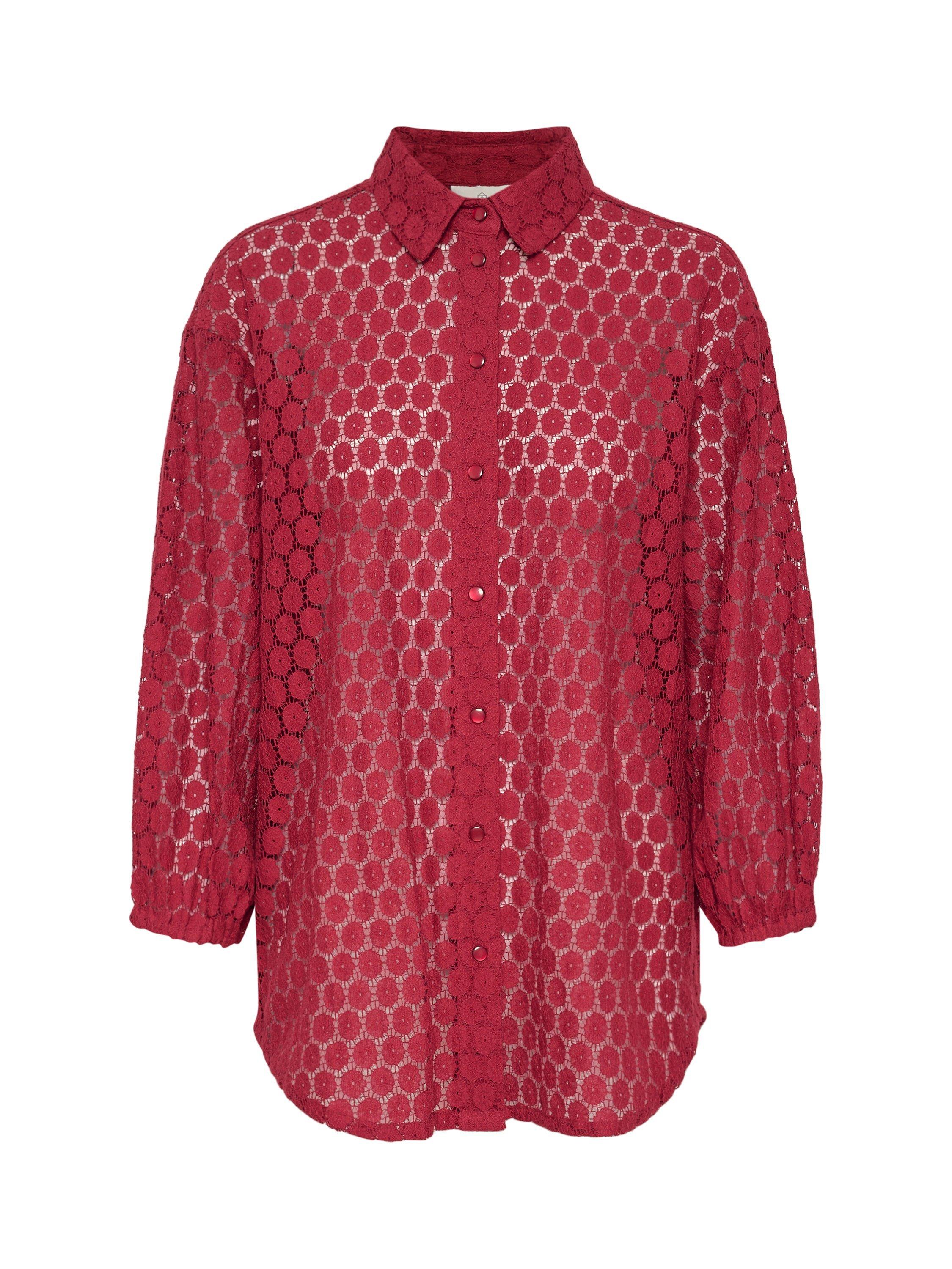 Product image 5 of 6, which shows KAFFE Loren Lace Shirt, Rumba Red, 10